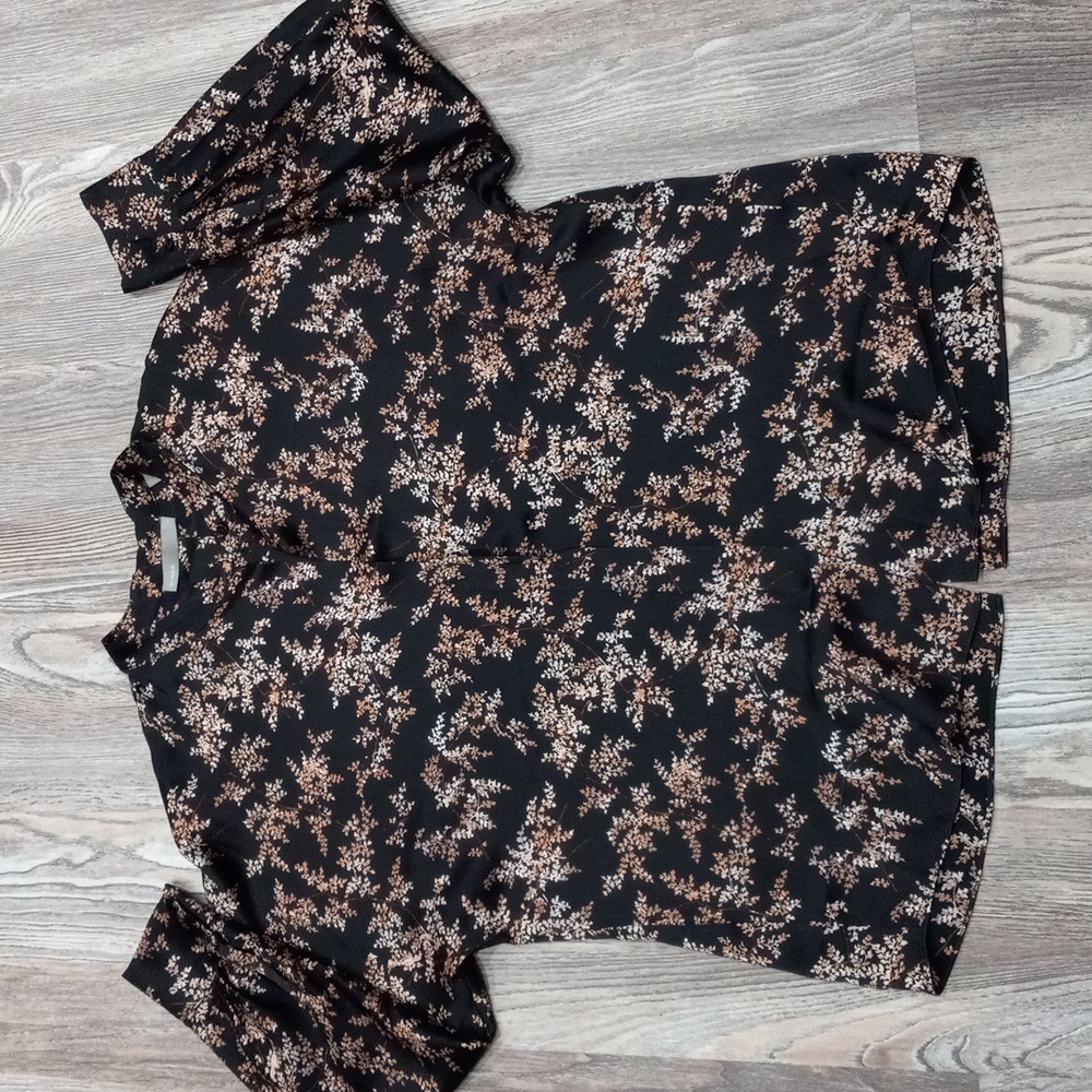 Vince Black and Brown Floral Blouse